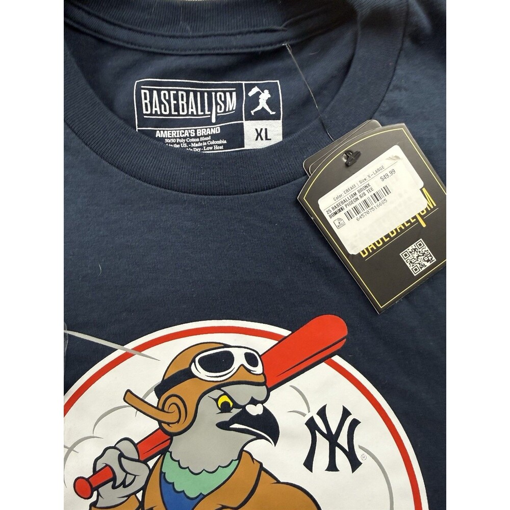 Bassballism Bronx Bombers Pigeon Shirt Size XL New York Yankees - Picture 4 of 6